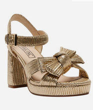 Load image into Gallery viewer, Sherbet Sandals in Gold Pleat By Pinc Ink - Preloved Designer Consignment