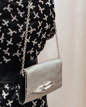 Load image into Gallery viewer, Dianne Von Furstenberg Metalic Silver Lips Clutch/ Crossbody - Preloved Designer Consignment