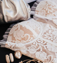 Load image into Gallery viewer, Lace Corset Bodysuit White