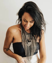 Load image into Gallery viewer, BCBG Maxazaria Gunmetal Fringe Chain Collar
