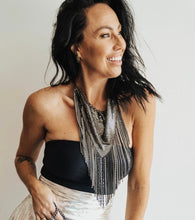 Load image into Gallery viewer, BCBG Maxazaria Gunmetal Fringe Chain Collar
