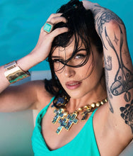 Load image into Gallery viewer, Abalone Shell Cross Statement Necklace/ Preorder End Of Jan
