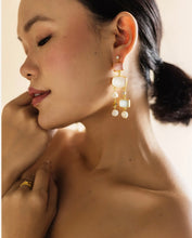Load image into Gallery viewer, Veloura earrings in Rose Quartz and Aqua
