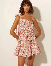 Load image into Gallery viewer, KIVARI ONE SHOULDER MINI DRESS PEACH FLORAL SIZE 6 to 8 NWT - Preloved Designer Consignment
