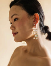Load image into Gallery viewer, Veloura earrings in Rose Quartz and Aqua
