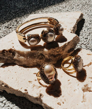 Load image into Gallery viewer, Lexi Baroque Triple Pearl Luxe Gold Cuff
