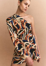 Load image into Gallery viewer, SALE SHONA JOY PALMA SILK ONE SHOULDER MINI DRESS PRINT SIZE 6 NWT - Preloved Designer Consignment
