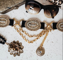 Load image into Gallery viewer, Streets Ahead Medallion Belt Gold With Rhinestones XS

