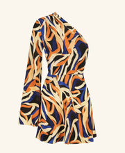 Load image into Gallery viewer, SALE SHONA JOY PALMA SILK ONE SHOULDER MINI DRESS PRINT SIZE 6 NWT - Preloved Designer Consignment
